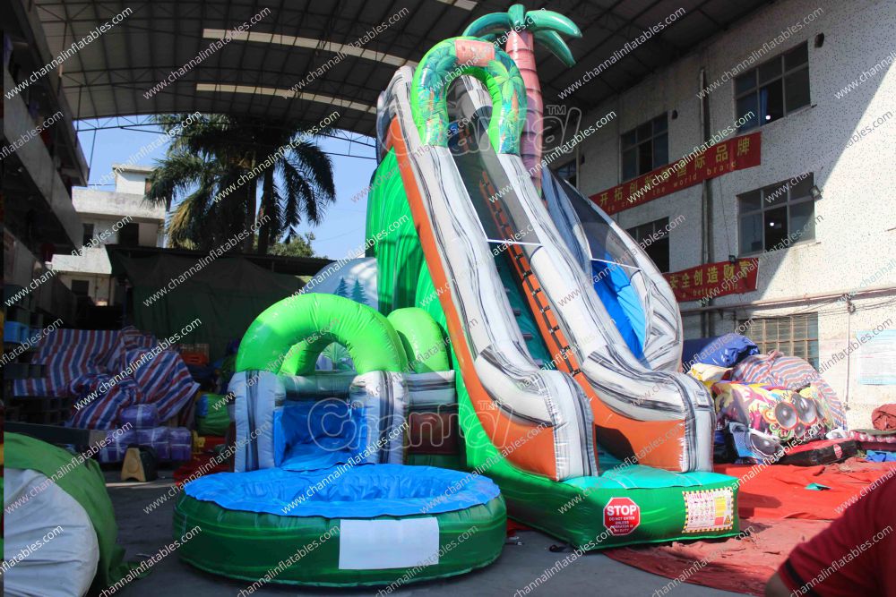 Jungle Exploration Inflatable Water Slide Channal Inflatables