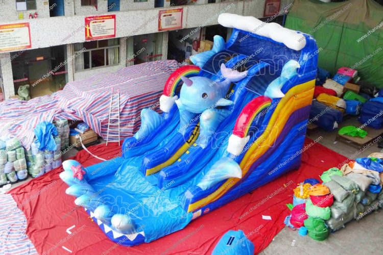 double lane whale unicorn theme waterslide