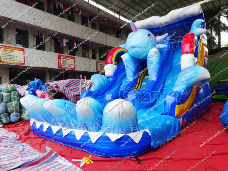 sea unicorn inflatable water slide