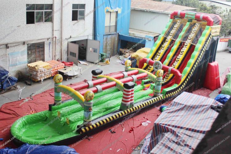 3 lane biohazard theme water slide unit