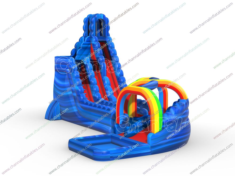 Blue Crush Water Slide with Curved Slip Channal Inflatables