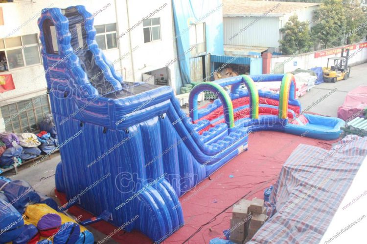 giant blue crush water slide with twist slip