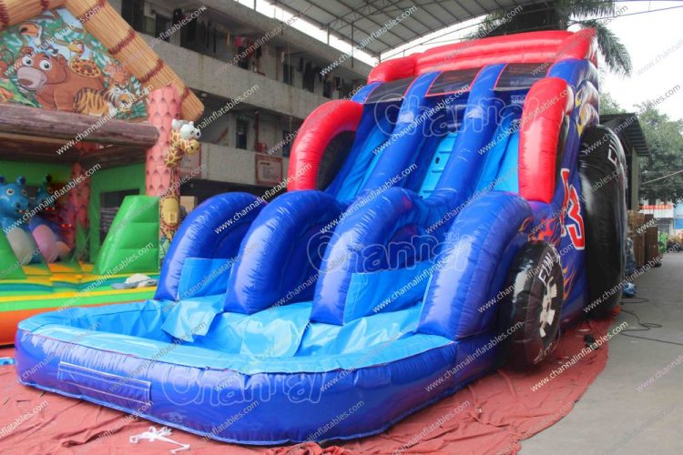 race car inflatable water slide