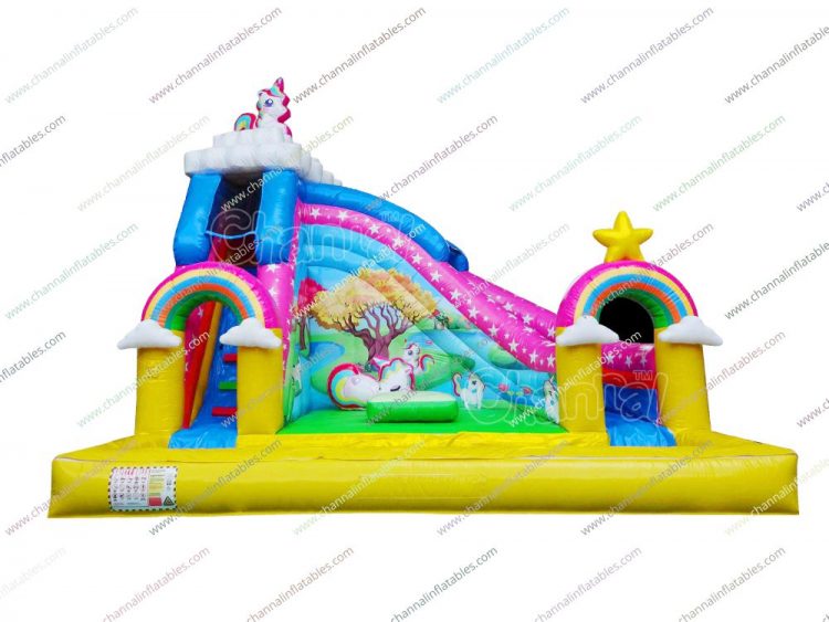 unicorn inflatable playground with slide