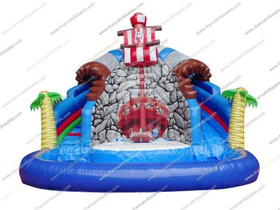 pirate backyard water slide pool