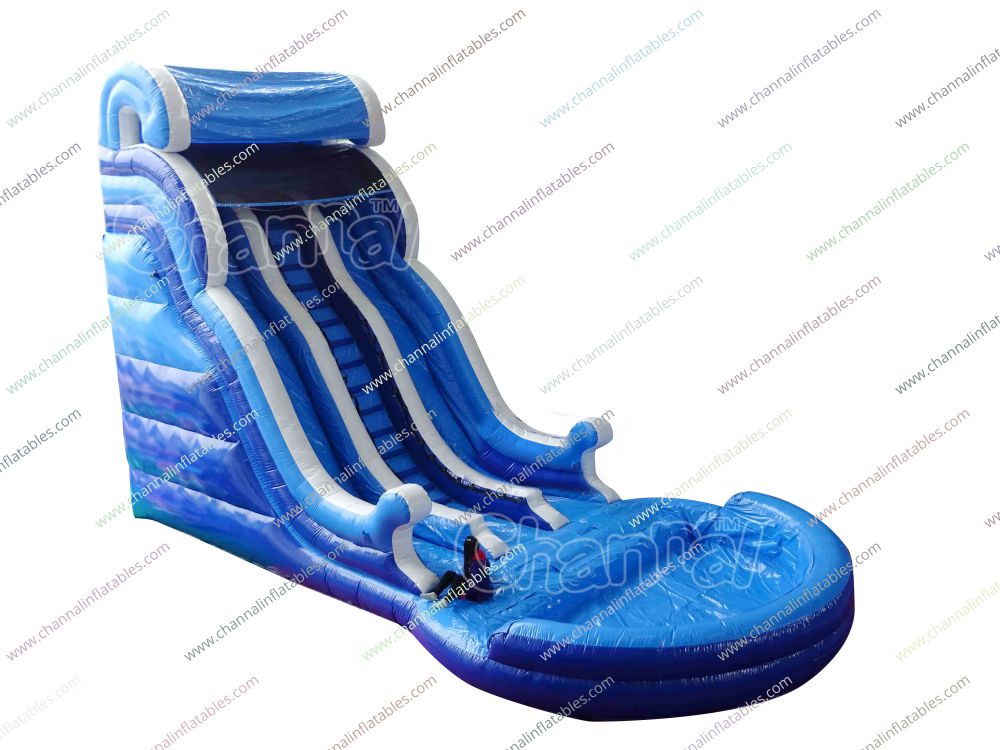 Blue Waves Inflatable Water Slide With Pool - Channal Inflatables