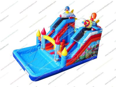 transportation inflatable water slide with big pool