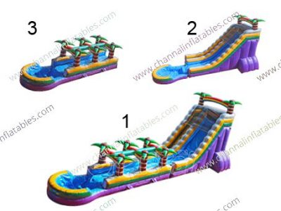 jungle theme inflatable water slide with slip slide