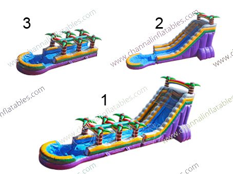 jungle theme inflatable water slide with slip slide