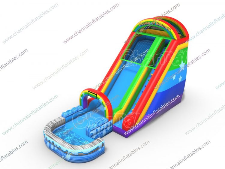 rainbow color inflatable water slide