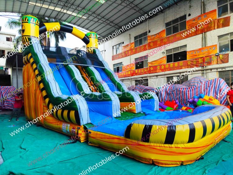radioactive waste theme water slide for kids