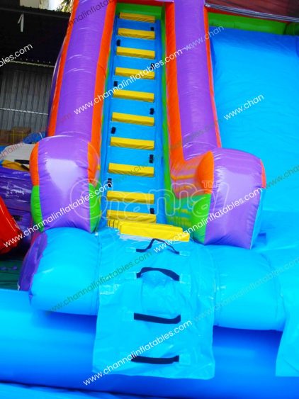 water slide climbing steps