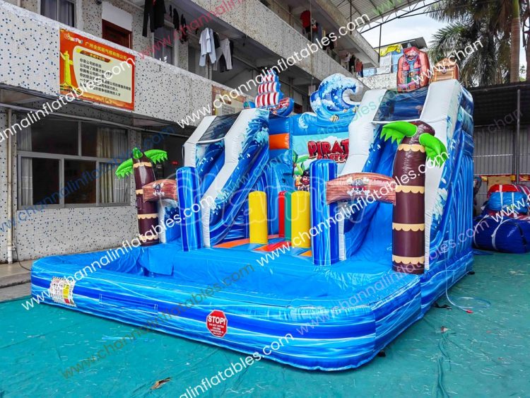pirate theme double water slide