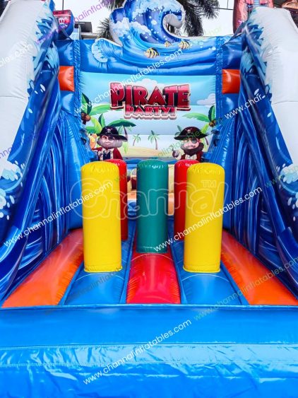 tropical island pirate party theme bounce water slide