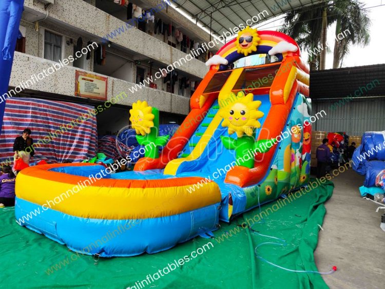 15 ft happy sunflower waterslide for kids