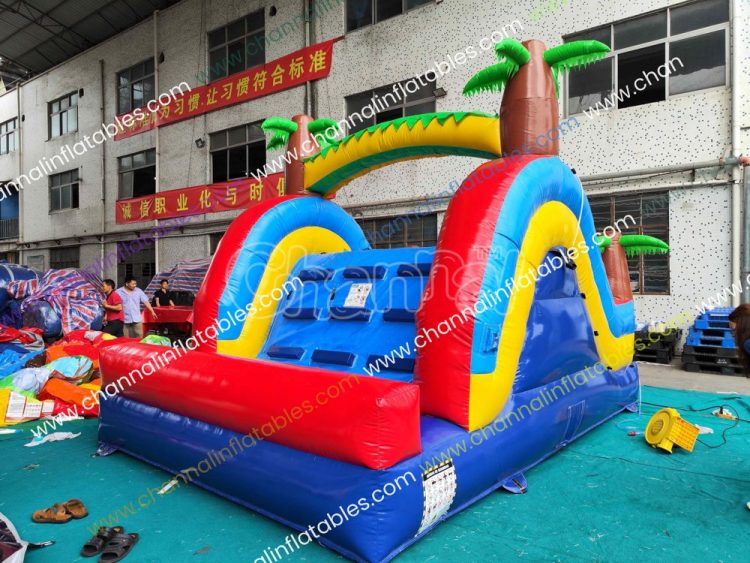 tropical pool slide climbing steps