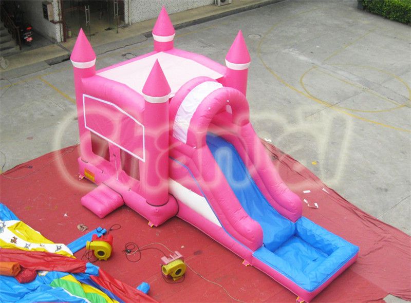 Pink Castle Inflatable Water Combo Channal Inflatables