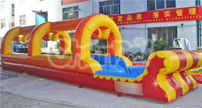 red yellow inflatable water slide