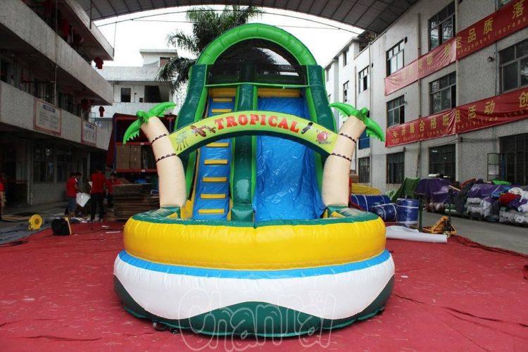 tropical inflatable water slide front side