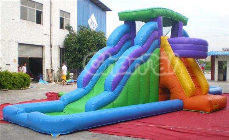 double inflatable water slide