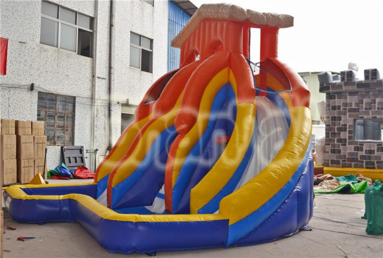 orange splash island inflatable water slide