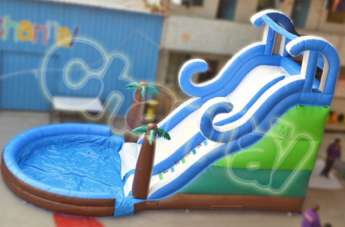 tropical beach inflatable water slide
