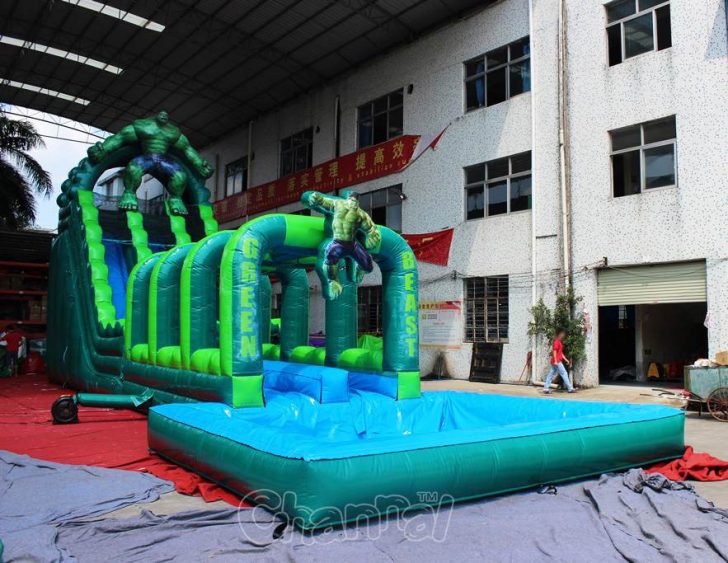 giant green hulk water slide
