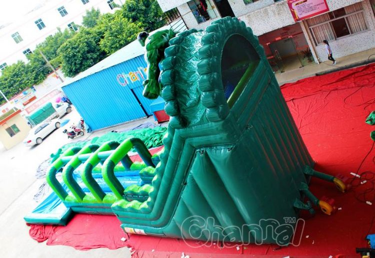 large green hulk theme water slide