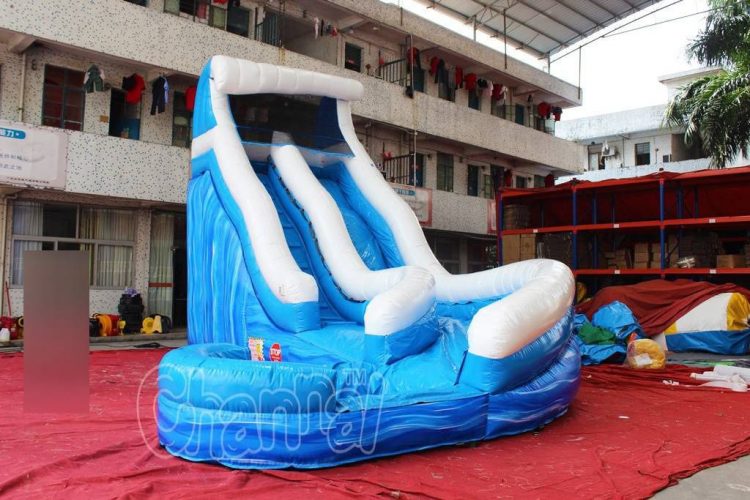 blue wave curved water slide