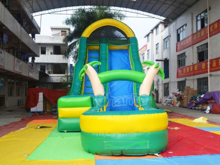 tropical theme blow up water slide