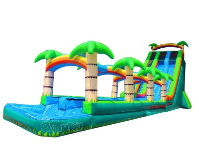palm tree shore inflatable water slide