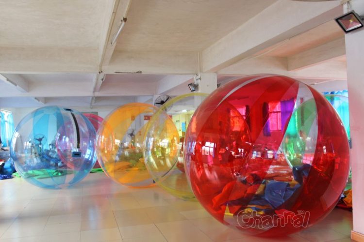 inflatable water zorbing ball on water