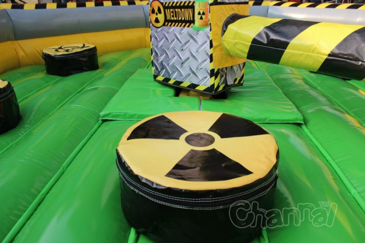 inflatable meltdown sweeper and pedestal with warning sign