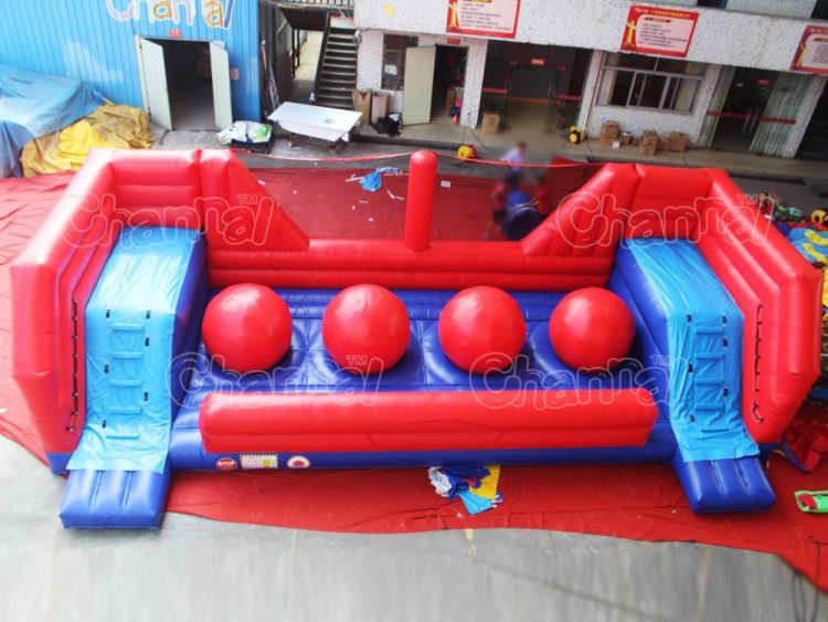big red ball wipeout course inflatable game