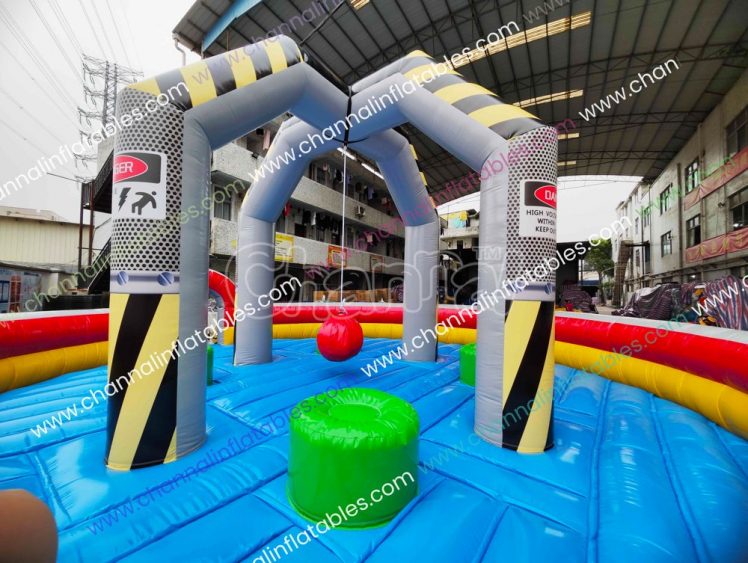 inflatable swing wrecking ball and pedestal