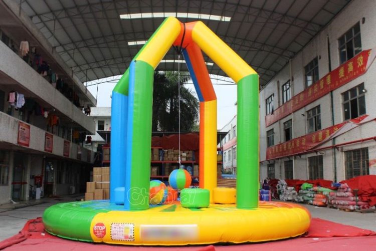 colorful wrecking ball inflatable game